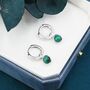 Sterling Silver Dangling Malachite Hoop Earrings, thumbnail 6 of 12