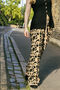 Brown Leopard Print Knit Wide Trousers, thumbnail 1 of 9