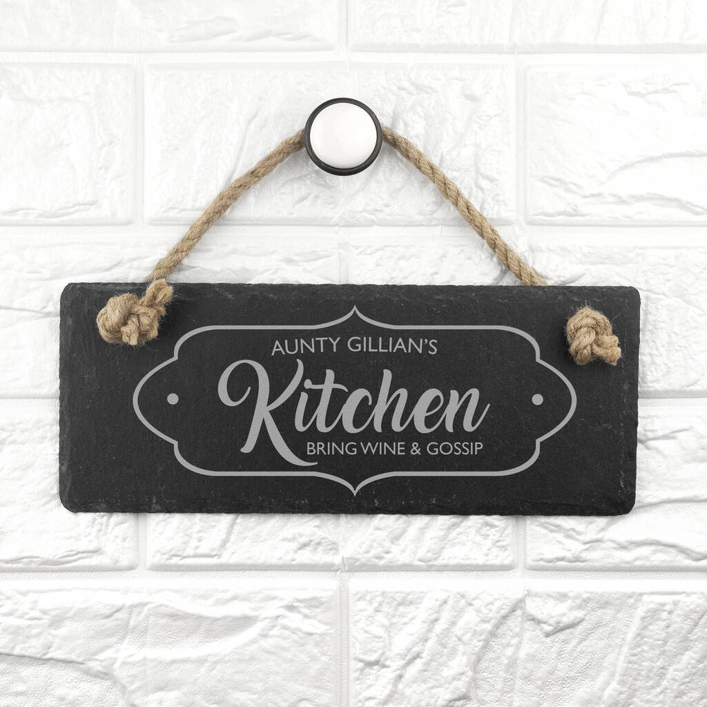 Personalised Our Kitchen Slate Hanging Sign, 1 of 5