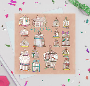'Birdcages' Birthday Card, 2 of 4