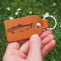 Fishing Key Fob In Leather With Trout, thumbnail 1 of 6