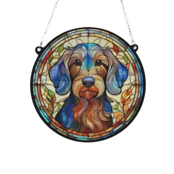 Dachshund Wirehaired Stained Glass Effect Suncatcher, 2 of 3