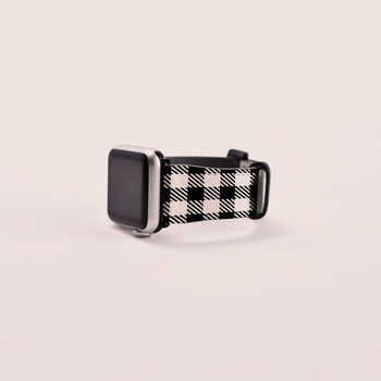 Black And White Gingham Vegan Leather Apple Watch Band, 3 of 7