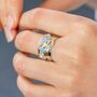 Molten Sterling Silver Blue And White Opal Quintet Ring, thumbnail 5 of 7