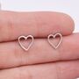 Sterling Silver Open Heart Stud Earrings, thumbnail 9 of 11