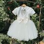 Cap Sleeve Heart Back Large Satin Bow Sash Tutu Dress, thumbnail 1 of 7