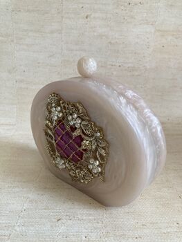 Ivory Hand Poured Pink Luxury Oval Resin Clutch, 10 of 10