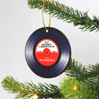 Personalised Vinyl Record Christmas Tree Decoration, 3 of 5