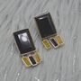 Black Onyx, Raw Sapphire Sterling Silver Earrings, thumbnail 7 of 8
