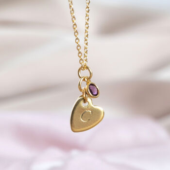 Personalised Heart Of Gold Birthstone Necklace, 3 of 8