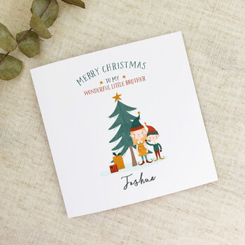 Personalised Little Brother Christmas Card, 3 of 4