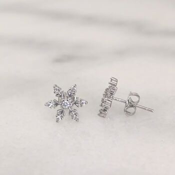 Sterling Silver Christmas Snowflake Earrings, 4 of 10