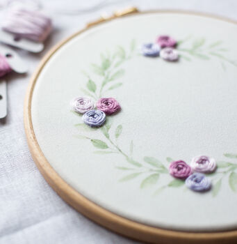 Sage And Lilac Wreath Embroidery Hoop Kit, 5 of 8