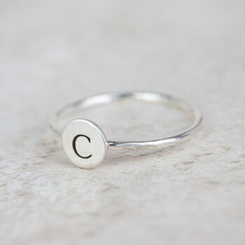 Sterling Silver Personalised Initial Charm Ring, 2 of 4