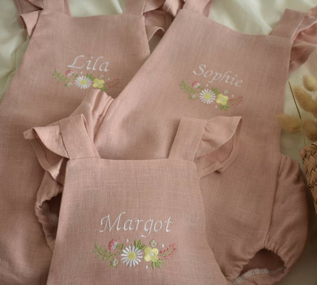 Personalised Name Embroidered Floral Romper Daisy, 1 of 6