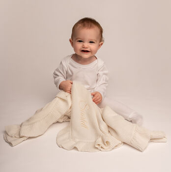 Personalised Timeless Ruffle Baby Blanket, 5 of 12