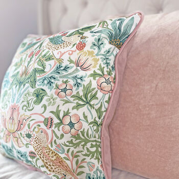 Pink Strawberry Thief William Morris 18' Cushion Cover, 7 of 7