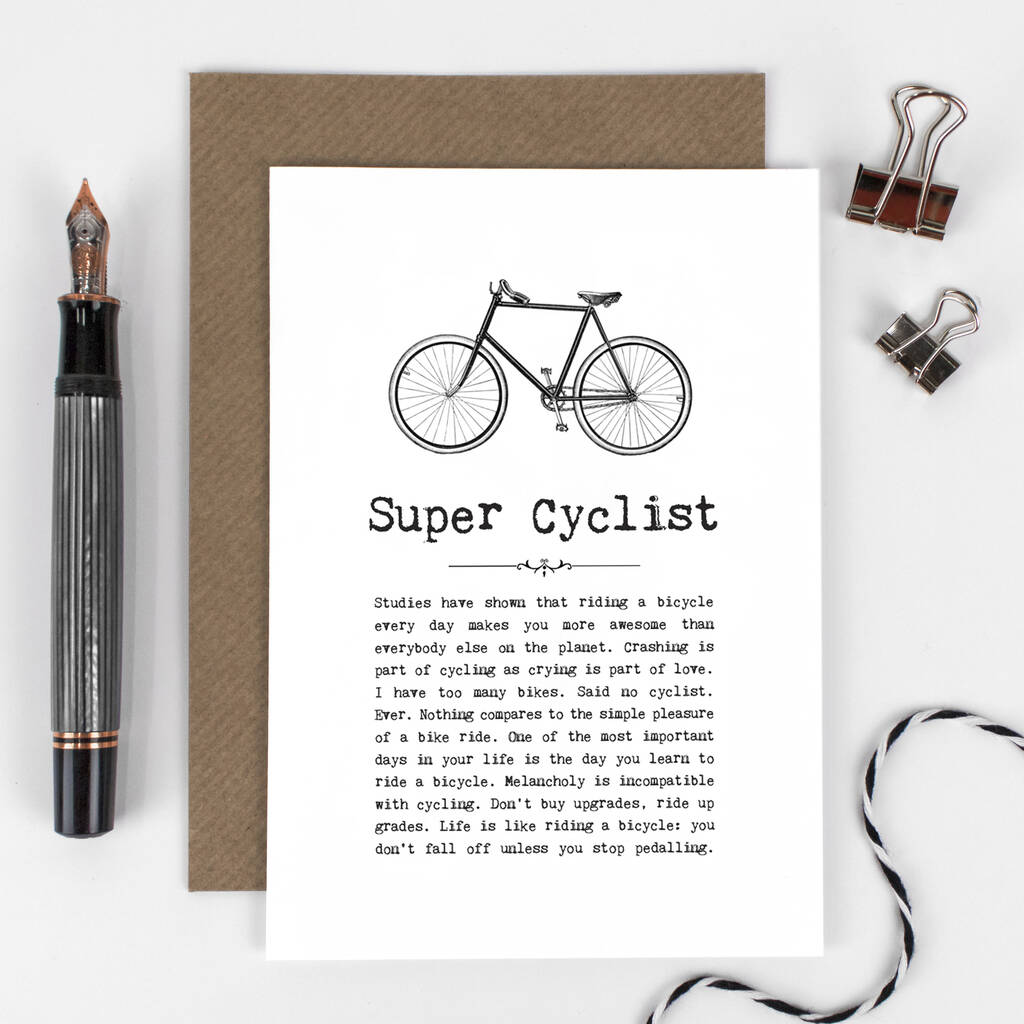 Super Cyclist Card With Vintage Illustration, 1 of 6