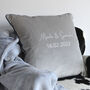 Personalised Wedding Silver Embroidery Velvet Cushion, thumbnail 3 of 6