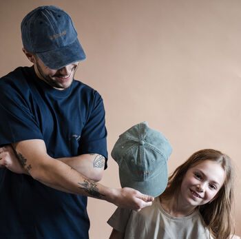 Daddy And Me Personalised Twinning Caps, 4 of 5