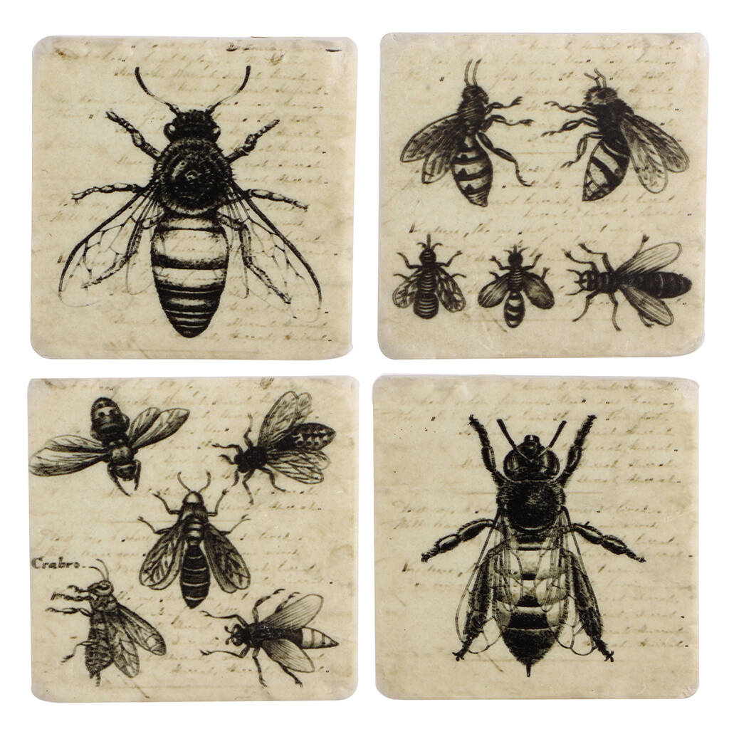 Set Of Four Honey Bee Ceramic Coasters By Dibor | notonthehighstreet.com