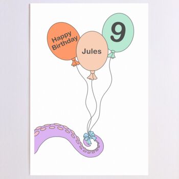 Personalised Dinosaur Balloons Birthday Card, 5 of 8