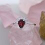 Genuine Pear Cut Garnet Red Crown Ring, thumbnail 4 of 12