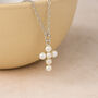 Personalised Sterling Silver White Seed Pearl Cross Necklace, thumbnail 1 of 8