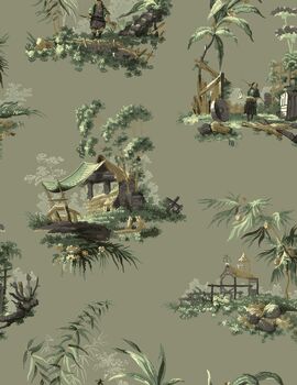 Vintage Oriental Wallpaper Linen, 2 of 2