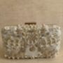 White Handcrafted Rectangular Pearl Clutch Bag, thumbnail 3 of 10