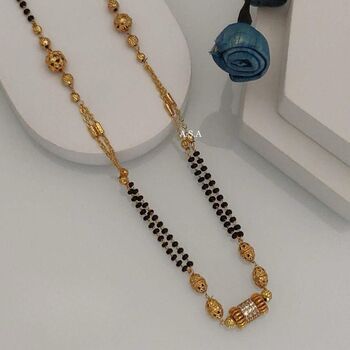 Gold Black Beaded Indian Mangalsutra Necklace, 4 of 8