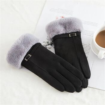 Gloves Suede And Fur Faux, 5 of 6