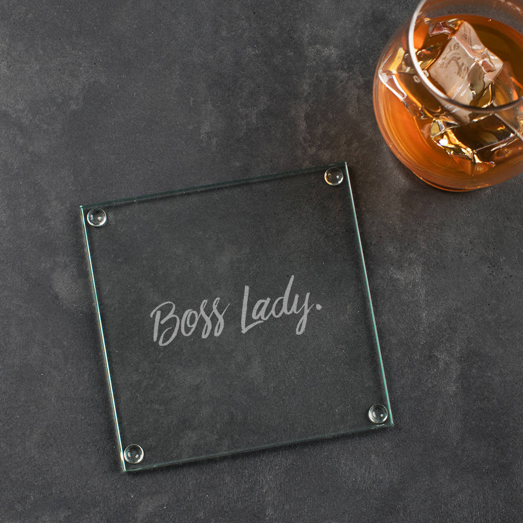 Boss Lady Engraved Glass Coaster, 1 of 2