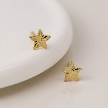 Gold Plated Sterling Silver Sunburst Star Stud Earrings – 7mm, 4 of 6