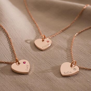 Birthstone Heart Charm Personalised Name Necklace, 2 of 12