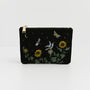 Green Sunflower Velvet Embroidered Pouch, thumbnail 1 of 7