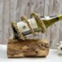 Teak Driftwood Metal Rope Wine Bottle Holder Freestanding – Single Bottle Tilt, thumbnail 3 of 9