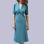 1940s Style Crepe Dress In Venice Blue, thumbnail 1 of 3