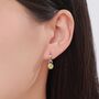 Sterling Silver November Birthstone Citrine Yellow Crystal Drop Hoop Earrings, thumbnail 5 of 11