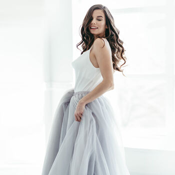 Grey Maxi Skirt Tulle Bridal Skirt, 2 of 12