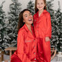 Personalised Women's Luxury Red Christmas Silky Satin Pyjamas, thumbnail 8 of 10