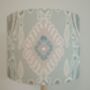 Duck Egg Blue Ikat Print Handmade Lampshade Blue And Grey Tones Table Floor Or Ceiling Pendant, thumbnail 3 of 6