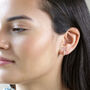 Pearl Studded Huggie Hoop Earrings In Gold Plating, thumbnail 2 of 4