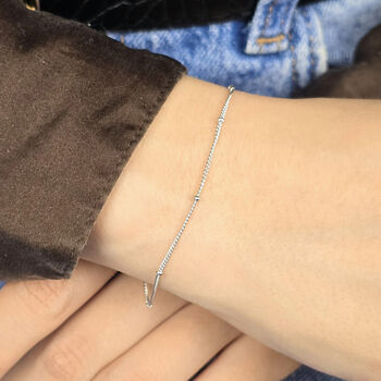 Silver Dainty Satellite Chain Stacking Bracelet, 2 of 4