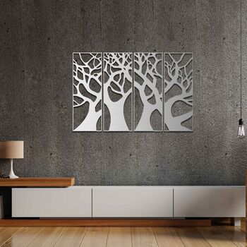Modern Four Panel Wooden Tree Wall Art Home Room Decor, 6 of 9