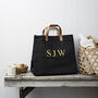 Monogram Market Tote In Black Jute, thumbnail 1 of 2