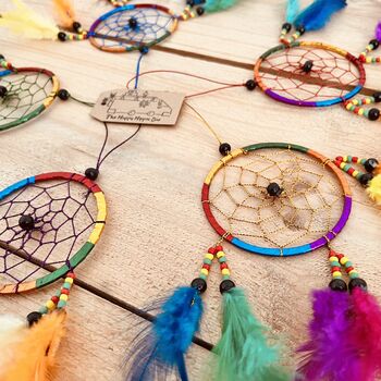 Mini Rainbow Dream Catchers With Vibrant Feathers, 3 of 11