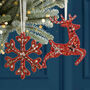 Set Of Two Handmade Christmas Red Hanging Decorations, thumbnail 1 of 6