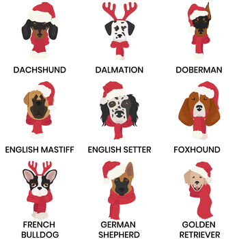Personalised Dog Breed Christmas Stocking In Red, 8 of 11