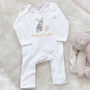 Happy Easter Illustrated Bunny Babygrow, thumbnail 2 of 4